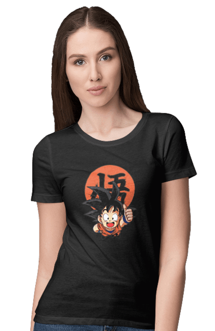 Women's t-shirt with prints Dragon Ball Son Goku. Anime, dragon ball, goku, manga, son goku, tv series. 2070702