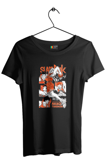 Women's t-shirt with prints Slam Dunk Takenori Akagi. Anime, basketball, comedy, manga, school, shonen, slam dunk, sports anime, takenori akagi. 2070702