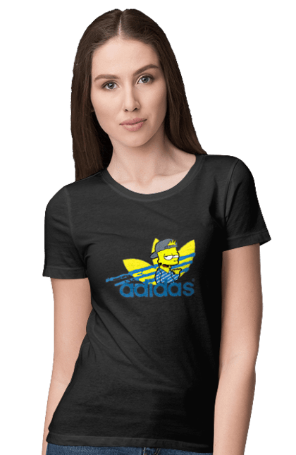 Футболка жіноча з принтом "Adidas Барт". Adidas, bart, адідас, барт, мультфільм, серіал, сімпсон. 2070702