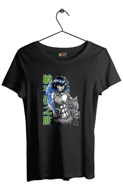 Women's t-shirt with prints Demon Slayer Inosuke. Anime, demon slayer, inosuke, inosuke hashibira, kimetsu no yaiba, manga. 2070702