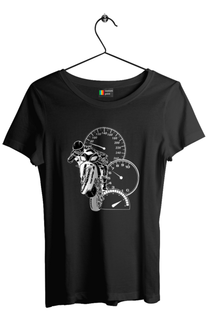 Women`s t-shirt with prints Motorcycle And Speed White. Moto, motorcycle, speed. 2070702