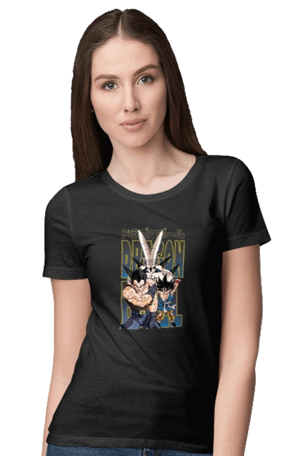 Women`s t-shirt with prints Dragon Ball. Anime, dragon ball, goku, manga, tv series, vegeta. 2070702