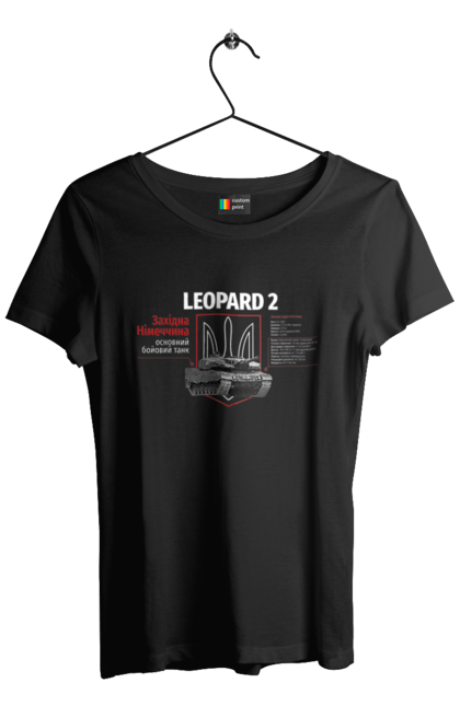 Футболка жіноча з принтом "Leopard 2". Leopard 2, залужний, зброя, танк. 2070702