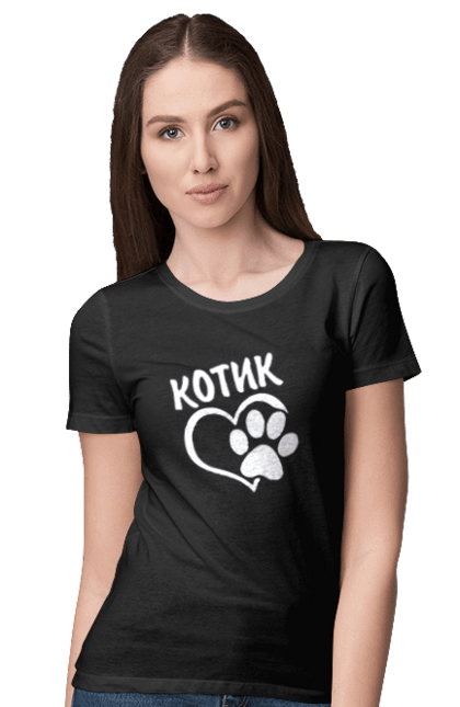 Футболка жіноча з принтом "Котик". Кіт, кохання, любов, серце. futbolka.stylus.ua