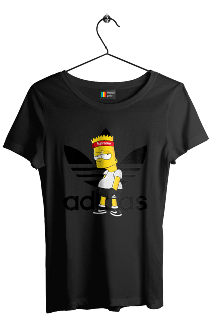 Футболка жіноча з принтом "Adidas Барт". Adidas, bart, адідас, барт, мультфільм, серіал, сімпсон. 2070702