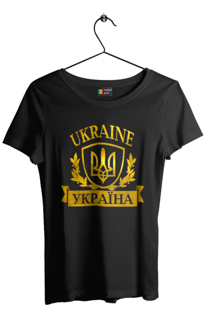 Футболка жіноча з принтом "Герб України". Герб, герб україни, доброго вечора, з гербом україни, з тризубом, зсу, патріотична, прапор. 2070702