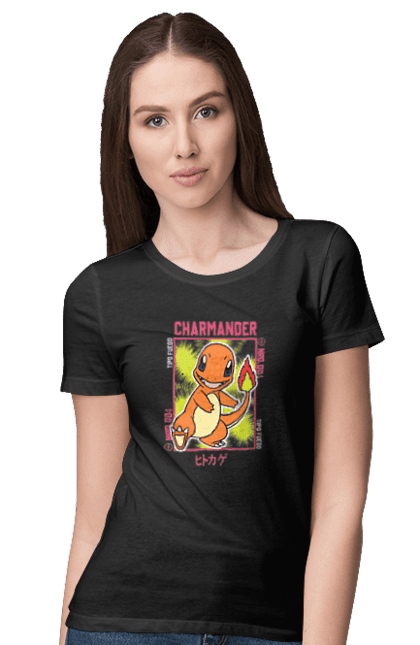 Women's t-shirt with prints Pokemon Charmander. Anime, charmander, games, nintendo, pokemon, pokemon go. 2070702