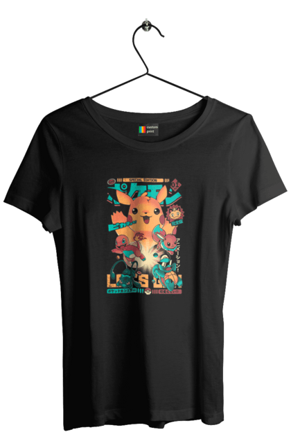 Футболка жіноча з принтом "Пакемон". Anime, pokemon, x та y, xy z, алмаз та перли, біле та чорне, бойовий вимір, галактичні битви, долі суперників, игри, майстер пригоди, переможці ліги синно, покемон бульбазавра, покемон сквірта, покемон чармандера, пригоди в колос, пригоди у юнові, серіал покемон, хлопчик еш. 2070702