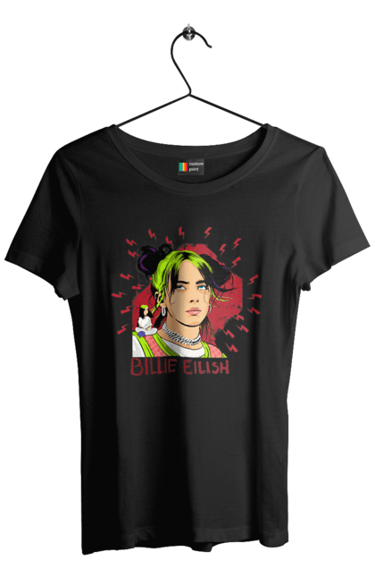 Футболка жіноча з принтом "Біллі Айліш". Біллі айліш, логотип біллі айліш, принт біллі айліш, співачка біллі айліш. 2070702