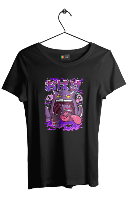 Women`s t-shirt with prints Pokemon Gengar. Anime, fushigibana, games, gengar, nintendo, pokemon, pokemon go. 2070702