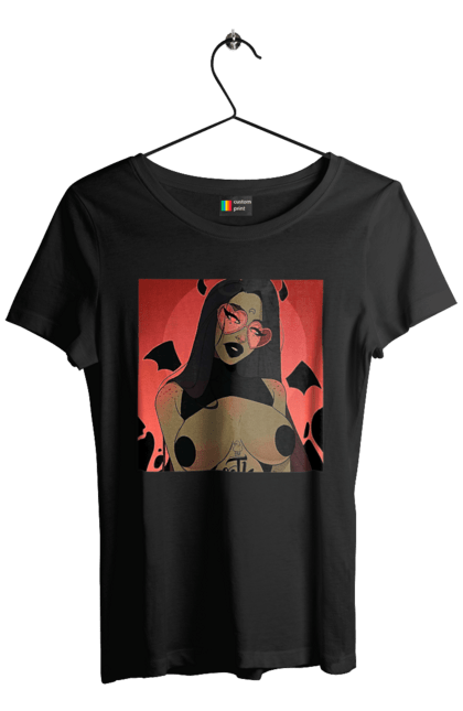 Футболка жіноча з принтом "Диявол З Цицьками". Гола, диявол, сиськи. 2070702