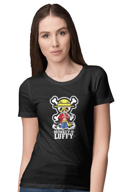 Women's t-shirt with prints One Piece Luffy. Anime, luffy, manga, monkey de luffy, one piece, pirates. 2070702