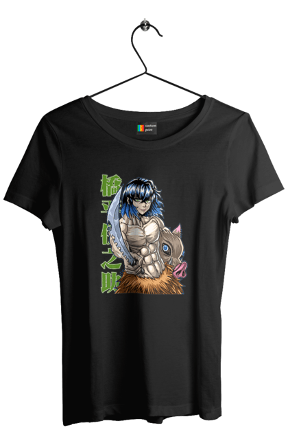 Women's t-shirt with prints Demon Slayer Inosuke. Anime, demon slayer, inosuke, inosuke hashibira, kimetsu no yaiba, manga. 2070702