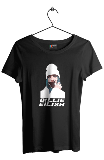 Футболка жіноча з принтом "Біллі Айліш". Біллі айліш, логотип біллі айліш, принт біллі айліш, співачка біллі айліш. 2070702
