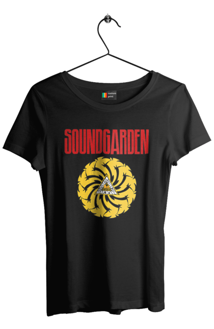 Футболка женская с принтом Soundgarden. Sound garden, soundgarden, альтернативный рок, гранж, группа, метал, музыка, рок, хард-рок. 2070702