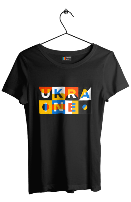 Футболка жіноча з принтом "Україна". Напис україна, символ україни, текст україна, україна. 2070702