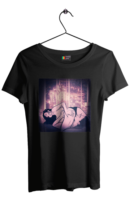 Футболка жіноча з принтом "Дорослі Ігри На Тлі Міста". Гола, кохання, лизати, трусики. 2070702