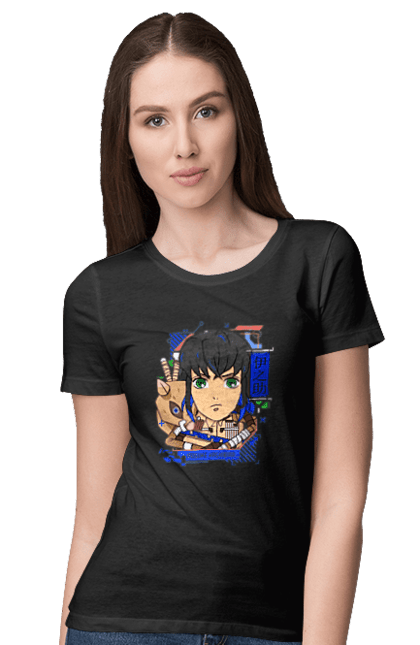 Women's t-shirt with prints Demon Slayer Inosuke. Anime, demon slayer, inosuke, inosuke hashibira, kimetsu no yaiba, manga. 2070702