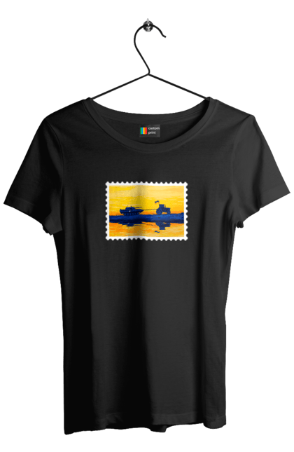 Футболка жіноча з принтом "Нова марка, трактор що тягне танк". Добрий вечір, доброго вечора, марка, марка україни, марка укрпочта, ні війні, трактор тягне танк, тракторні війська, укрпочта. 2070702