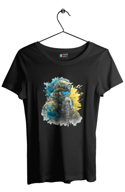 Футболка жіноча з принтом "Снайпер ЗСУ". Армія, зсу, прапор україни, символи україни, снайпер, солдат, україна. 2070702