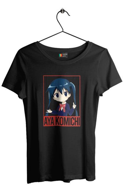 Футболка женская с принтом Золотая мозаика Ая Комити. Anime, aya komichi, kiniro mosaic, kinmoza, manga, аниме, ая комити, золотая мозаика, комити, манга. 2070702