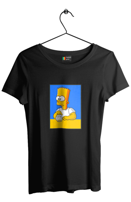 Футболка жіноча з принтом "Барт любитель пива". Барт, барт сімпсон, мультперсонажі, мультфільми, сімпсони, український прапор. 2070702