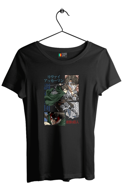 Women's t-shirt with prints Attack on Titan Levi. Ackerman, anime, attack on titan, levi, manga, shingeki no kyojin, survey corps. 2070702