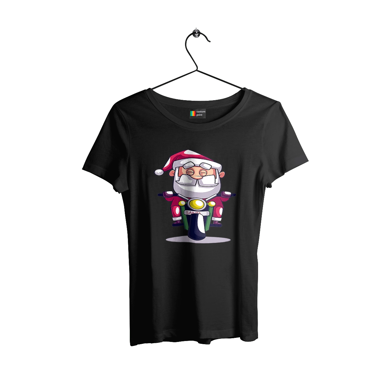 Happy Santa on a motorcycle