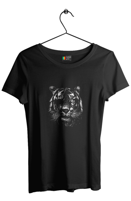 Women's t-shirt with prints A tiger like Morpheus The 2022 matrix. 2022, matrix, new year, tiger. CustomPrint.market