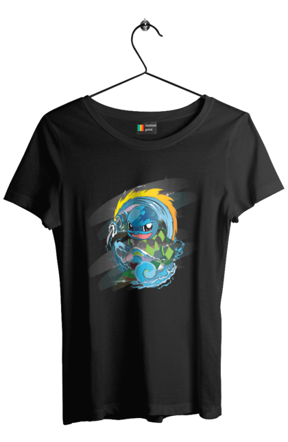 Women's t-shirt with prints Pokemon Squirtle. Anime, games, nintendo, pokemon, pokemon go, squirtle. 2070702