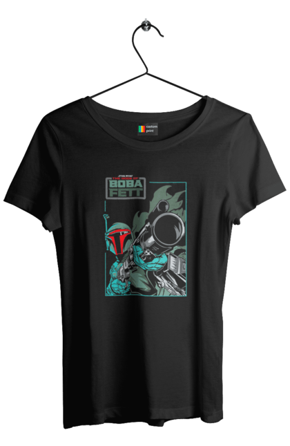 Women's t-shirt with prints Boba Fett. Bob fett, boba fett, clone, head hunter, star wars. 2070702