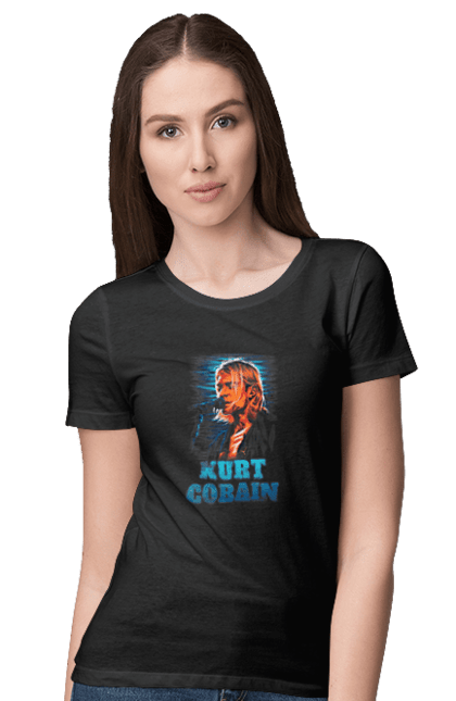 Women's t-shirt with prints Kurt Cobain. Cobain, group, kurt, kurt cobain, music, nirvana, rock. 2070702