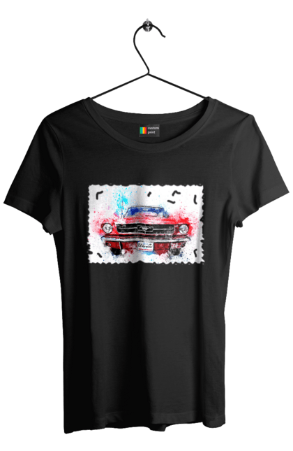 Футболка жіноча з принтом "Автомобіль мустанг". Автомобіль мустанг, донати, допомога, дорога, колесо, конь, машина, мустанг, пейпел, україна. 2070702