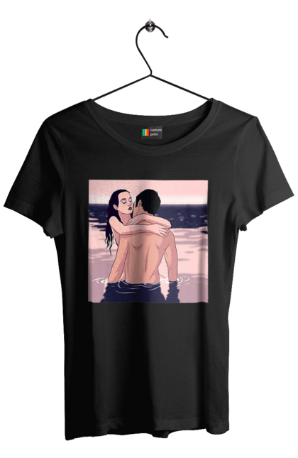 Футболка жіноча з принтом "Парочка Обнімається В Річці". Голо, кохання, пара. 2070702