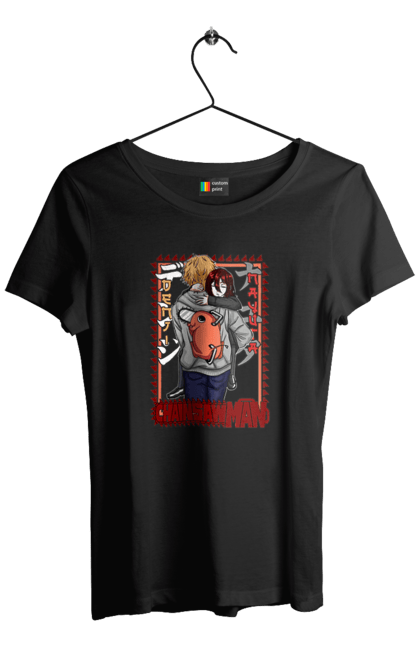 Women's t-shirt with prints Chainsaw Man Denji and Nayuta. Anime, chainsaw man, demon, denji, manga, nayuta, shonen. 2070702