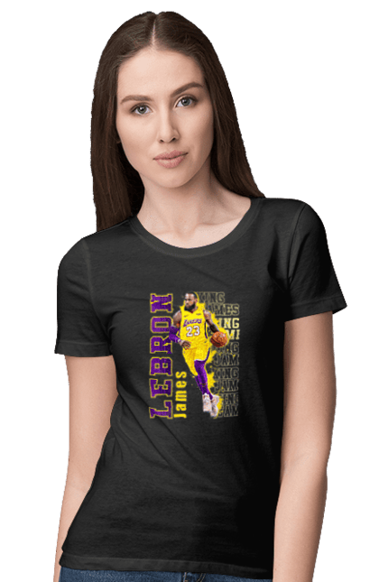 Футболка жіноча з принтом "Джеймес Леброн". Баскетбол, джеймес леброн, леброн, нба. CustomPrint.market