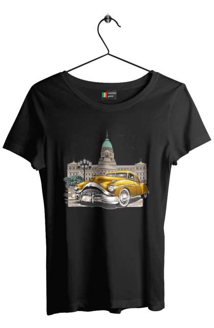 Футболка жіноча з принтом "Автомобіль та архітектура модерн". Автомобіль, архітектура, модерн. 2070702