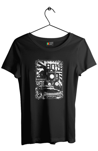 Футболка жіноча з принтом "80 Е, Машина І Музика". 80, 80ті, машина, музика. 2070702
