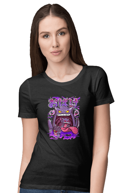 Women`s t-shirt with prints Pokemon Gengar. Anime, fushigibana, games, gengar, nintendo, pokemon, pokemon go. 2070702