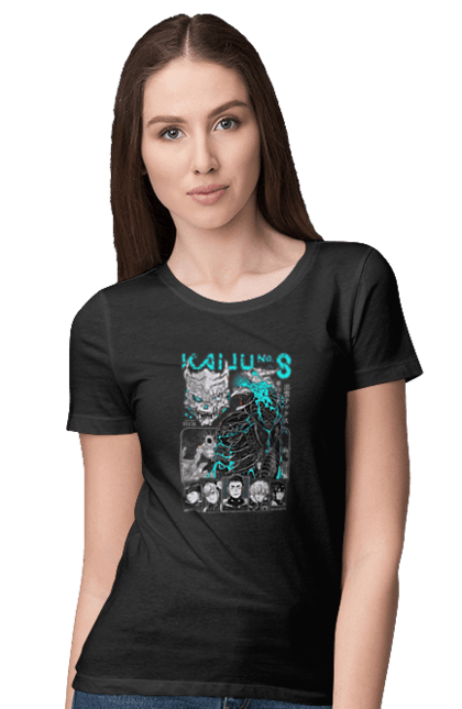 Women's t-shirt with prints Kaiju № 8 Kafka Hibino. Anime, hibino kafka, kafka hibino, kaiju, kaiju 8, kaiju 8, kaiju № 8, manga. 2070702