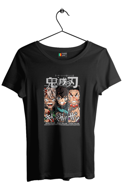 Women's t-shirt with prints Demon Slayer Sanemi Muichiro Gyomei. Anime, demon slayer, gyomei, himejima, kimetsu no yaiba, manga, muichiro, sanemi. 2070702