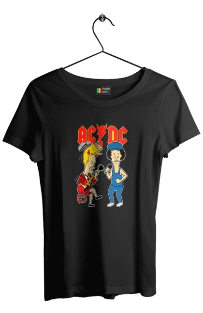 Women's t-shirt with prints AC/DC. Ac dc, acd, blues rock, group, hard rock, music, rock n roll. 2070702