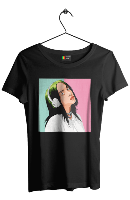 Футболка жіноча з принтом "Billie Eilish". Активістка, біллі айліш, мизукант, права, співачка, тварини. 2070702
