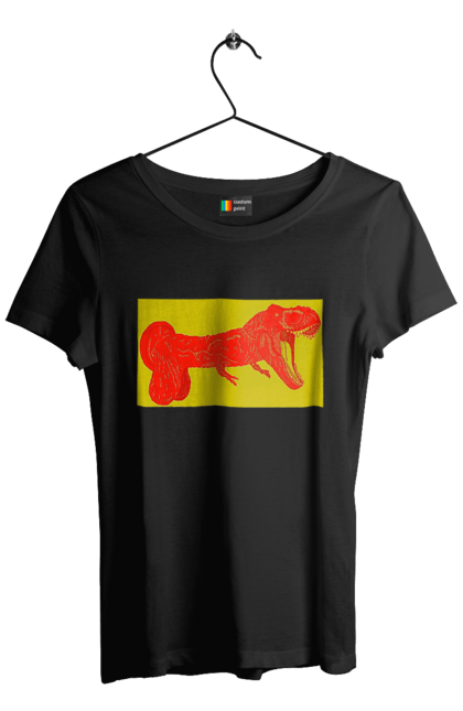 Футболка жіноча з принтом "Член Динозавр". Динозавр, писюн, член. 2070702