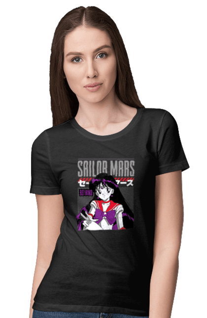 Футболка жіноча з принтом "Сейлор Мун Марс". Rei hino, sailor moon, аніме, драма, махо седьо, рей хіно, сейлор марс, сейлор мун, серіал. 2070702