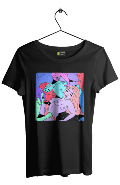 Футболка жіноча з принтом "Дівчата Інопланетянки". Дівчата, інопланетянки, космос, різнокольорові. 2070702