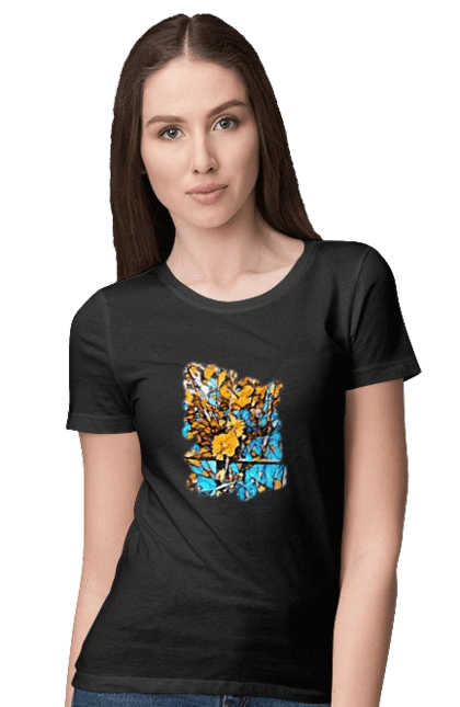 Жовті квіти на синьому фоні