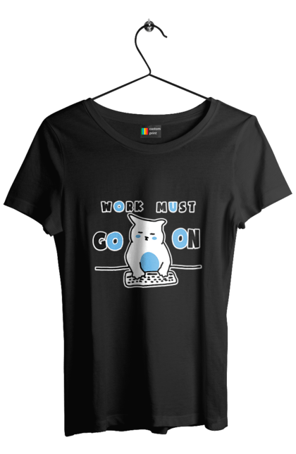 Футболка жіноча з принтом "Робота не вовк". Айті, кіт, коти, котики, робота. 2070702