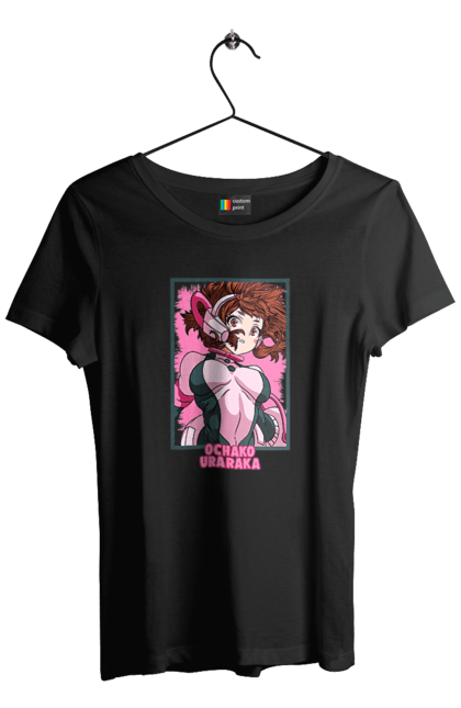 Футболка жіноча з принтом "Моя академія героїв Урарака". My hero academia, ochako, uraraka, uraraka ochako, академія юей, аніме, манга, моя геройська академія, очако урарака, урарака. 2070702