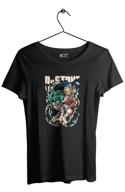 Women's t-shirt with prints Dr. Stone Senku and Ryuusui. Anime, dr. stone, ishigami, manga, ryuusui, ryuusui nanami, senku, senku ishigami. 2070702